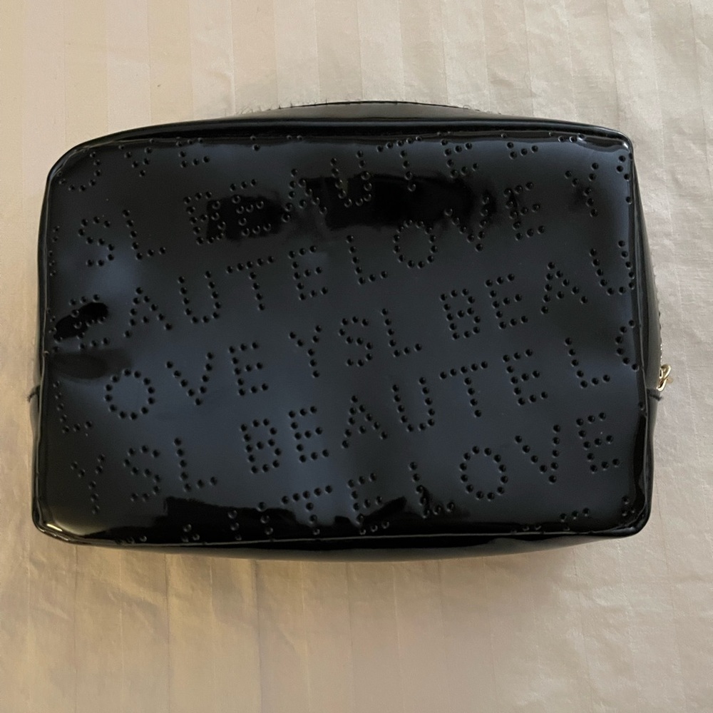 Yves Saint Laurent Black Toiletry Bag with Tonal Pattern